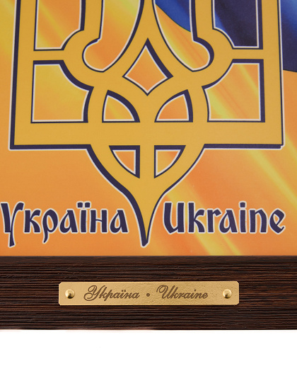 Панно керамічне Україна з тризубом на фоні прапора - Зображення №2
