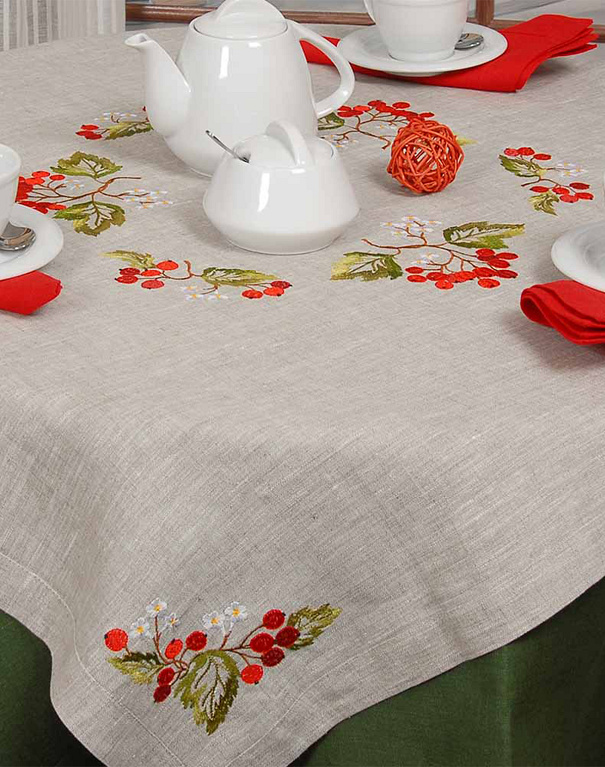 Лляна скатертина Калина, 90*90 см - Зображення №2