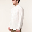 Maples men's shirt, white appliqué on white linen - Image #2