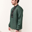 Men's vyshyvanka ED8 made of green linen - Image #2
