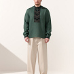 Men's vyshyvanka ED8 made of green linen - Image #8