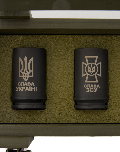 Набір боєкомплект 3 чарки з чорних сталевих гільз у ящику - Зображення №3
