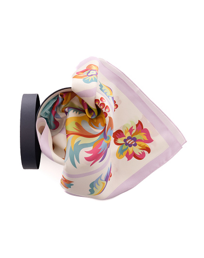 Silk scarf Blooming Trident in the Samchykivka style, 65*65 cm - Image #4