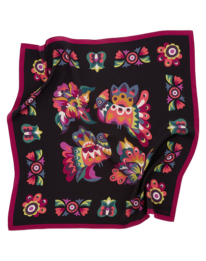 Silk scarf Free Birds in the style of Samchykivka, 65*65 cm - Image #1