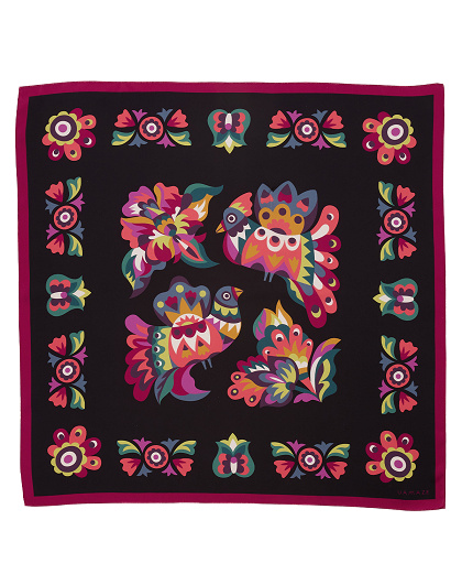 Silk scarf Free Birds in the style of Samchykivka, 65*65 cm - Image #2