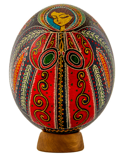 Страусина писанка Янгол, розписана вручну - Зображення №1