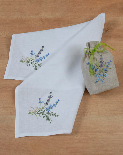 Set of white towels Lavender in a gray bag, 2 pcs., 45*34 cm - Image #1