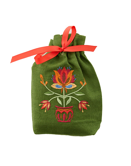 Set of white towels Tree of Life in a green bag with a flower, 2 pcs. - Image #7