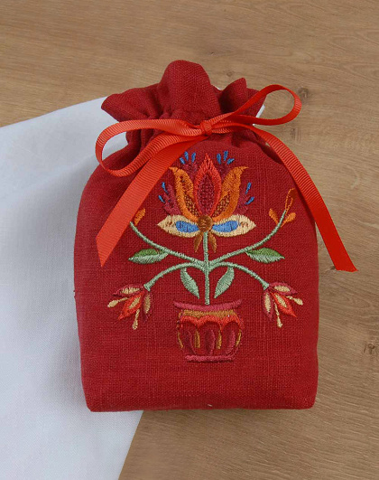 Set of white towels Tree of Life in a red bag with a flower, 2 pcs. - Image #7