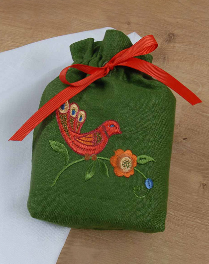 Set of white towels Tree of Life in a green bag with a bird, 2 pcs. - Image #7