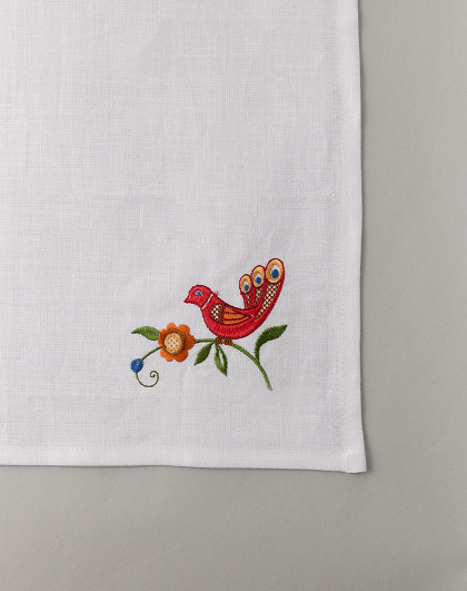 Set of white towels Tree of Life in a mustard bag with a bird, 2 pcs. - Image #6