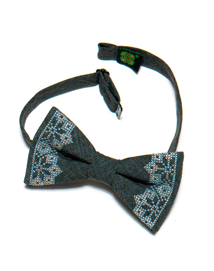 Embroidered gray bow tie with light ornament - Image #4