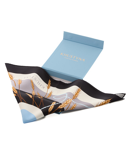Silk scarf Black wheat men's, 35*35 cm - Image #3