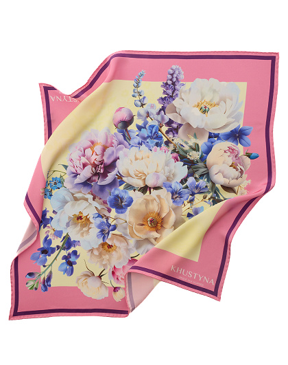 Silk scarf Ukrainian may flowers, 65*65 cm - Image #1