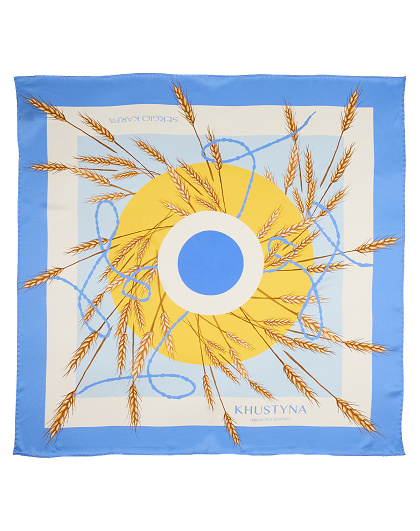 Ukrainian wheat silk scarf, 55*55 cm - Image #2