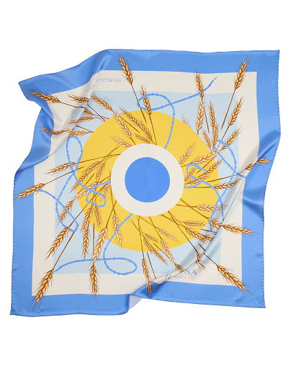 Ukrainian wheat silk scarf, 55*55 cm - Image #1