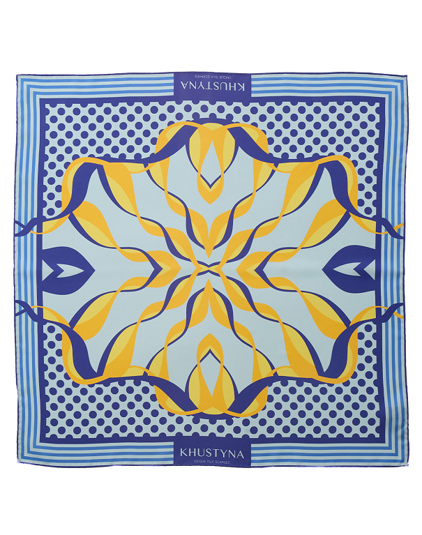 Хустка шовкова Ukrainian bumblebee blue, 55*55 см - Зображення №2