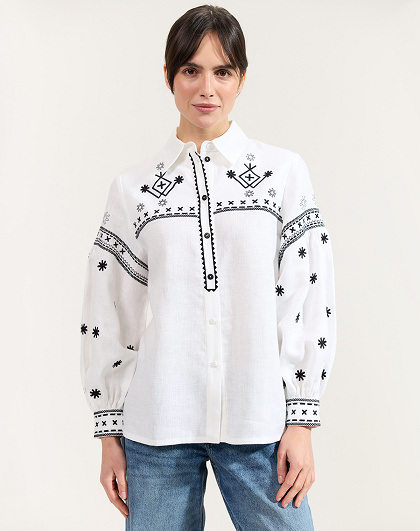 Сорочка жіноча Tsvit із чорною вишивкою - Изображение №1