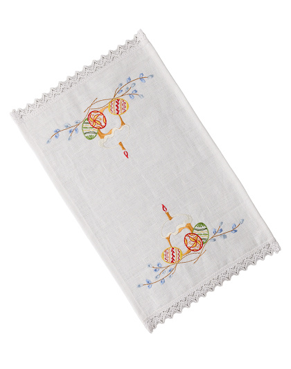 White linen napkin Easter bread with a candle, 37*25 cm - Image #1