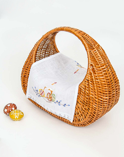 White linen napkin Easter bread with a candle, 37*25 cm - Image #2