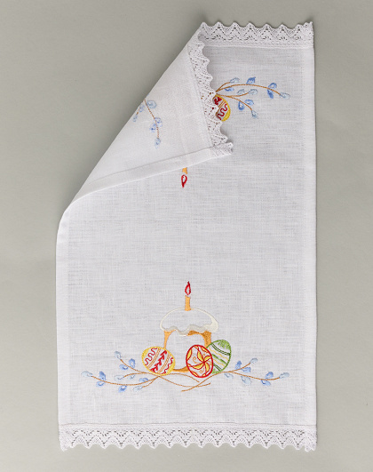 White linen napkin Easter bread with a candle, 37*25 cm - Image #3