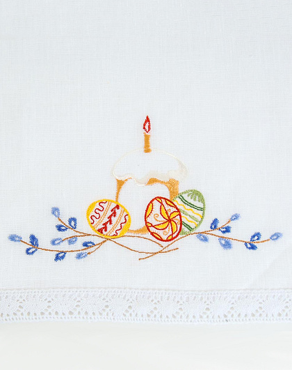 White linen napkin Easter bread with a candle, 37*25 cm - Image #4