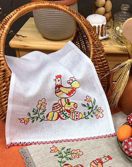 White linen towel Colorful Pysankas, 65*33 cm - Image #3