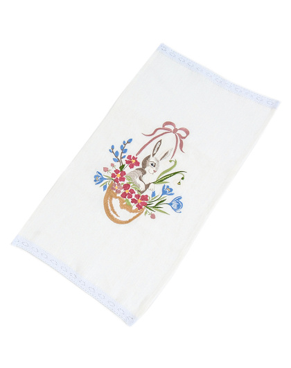 White linen Vintage Rabbit towel, 55*33 cm - Image #1