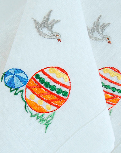 Набір серветок Писанки із білого льону, 4 шт, 40*40 см - Зображення №3