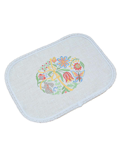 Pysanka Easter napkin made of white linen, 37*25 cm - Image #1