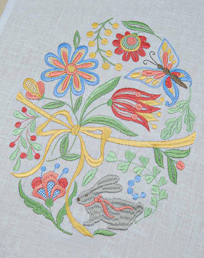 Pysanka Easter napkin made of white linen, 37*25 cm - Image #3