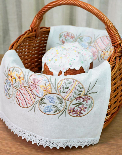 White linen Garland Easter towel, 70*33 cm - Image #2