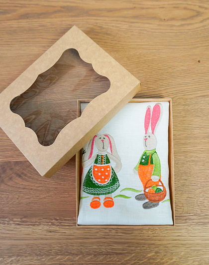 Tilda the Bunny napkin made of white linen, 47*27 cm - Image #4