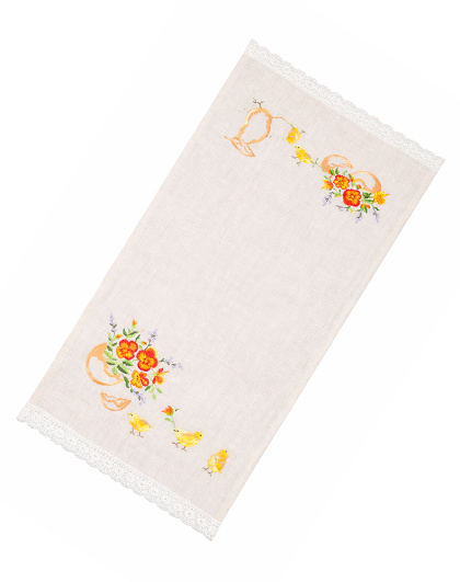Vintage Chicks towel made of wheat-colored linen, 55*33 cm - Image #1