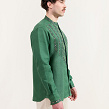 Men's vyshyvanka Mountains made of green linen - Image #2