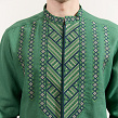 Men's vyshyvanka Mountains made of green linen - Image #5