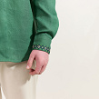 Men's vyshyvanka Mountains made of green linen - Image #6