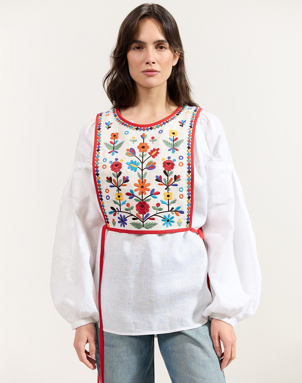 Yaryna women's beige vest with Yavoriv embroidery - Image #1