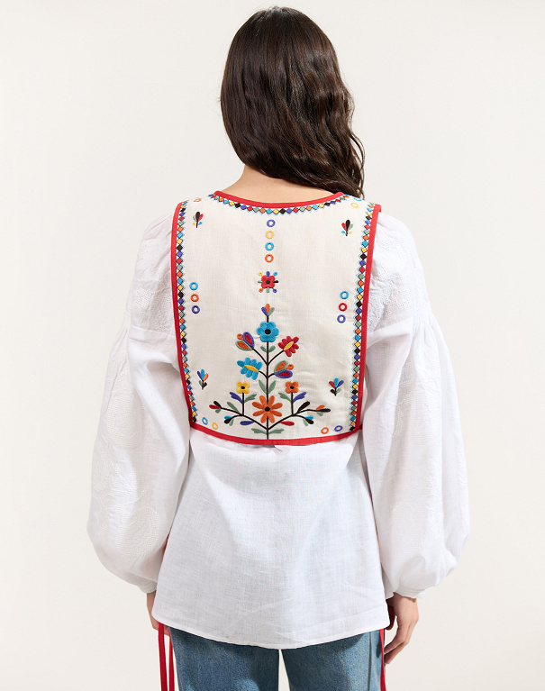 Yaryna women's beige vest with Yavoriv embroidery - Image #4