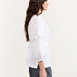 White linen women's blouse Lace with white embroidery - Image #3