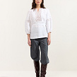 White linen women's blouse Lace with white embroidery - Image #7