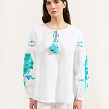 White women's embroidered shirt Chrysanthemum with author's embroidery on the sleeves - Image #1