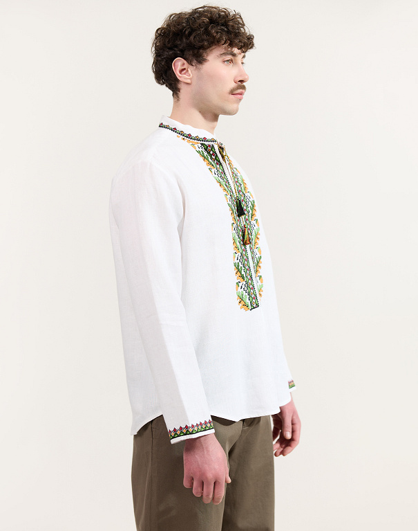 Dubok (Oak) white linen shirt with hand embroidery - Image #2
