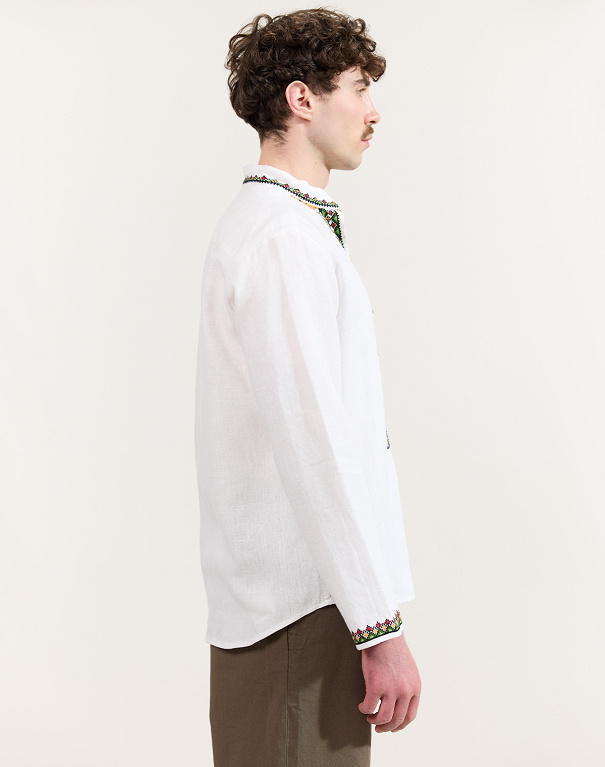 Dubok (Oak) white linen shirt with hand embroidery - Image #3