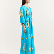 Evelina Blue women's dress with floral embroidery - Image #2