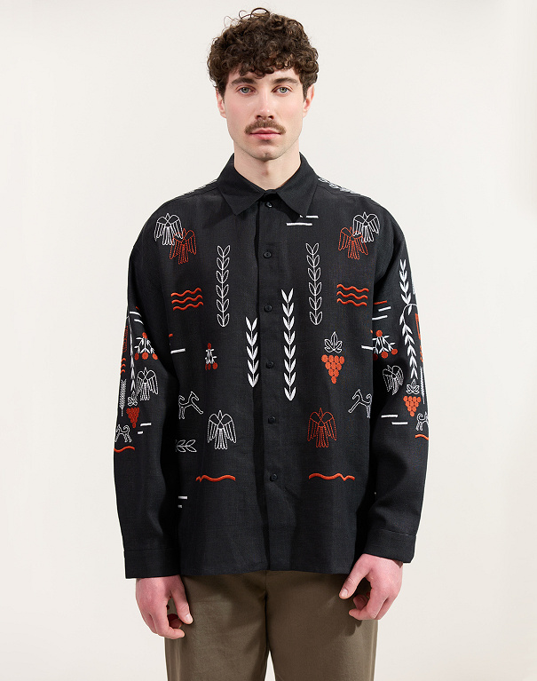 Сорочка чоловіча Men's Slovo Black із символами Розстріляного відродження - Зображення №1