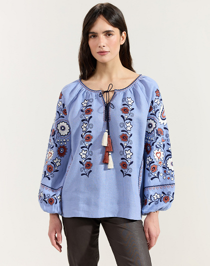 Fialka women's shirt with ornament from northern Ukraine - Image #1