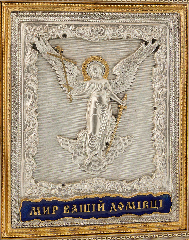 Ікона "Ангел Охоронець" зі сріблом, золотом та емаллю - Зображення №4