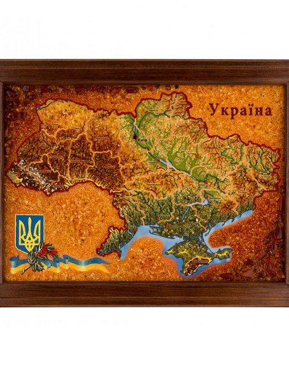Картина з бурштином Карта України, 36*48 см - Зображення №1