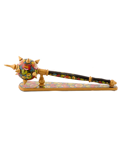 Wooden mace on a stand, hand-painted in Petrykivka style - Image #2